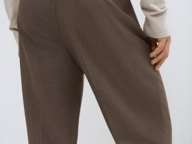 Прямые брюки с эластичным поясом, Коричневый