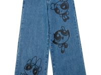 Брюки текстильные джинсовые для девочек