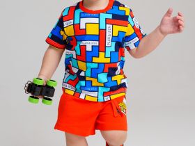 Комплект детский трикотажный для мальчиков: фуфайка (футболка), шорты