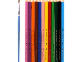 Набор карандашей акварельных Faber-castell "Color Pencils" 12 цв + кисточка, в картонной коробке