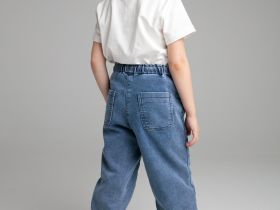 Брюки текстильные джинсовые для девочек