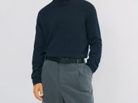 Базовый джемпер с воротником-стойкой, Синий