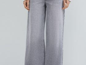 Ультраширокие джинсы с высокой посадкой, Серый