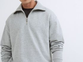 Свитшот с воротником-стойкой на молнии, Серый