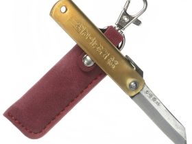 Складной нож Nagao Higonokami, сталь Aogami, рукоять латунь, жёлтый