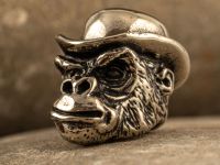 Бусина для темляка Горилла в шляпе, мельхиор