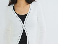 Кардиган с V-вырезом, Белый