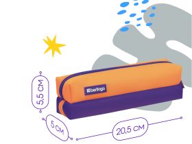 Пенал-косметичка Berlingo "Envy", 205*50*55 мм, 2 отделения, оранжевый
