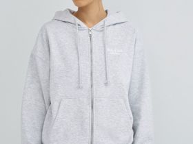 Толстовка на молнии с вышивкой, Серый