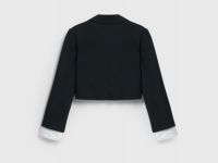 Жакет с контрастными манжетами для девочек, Черный