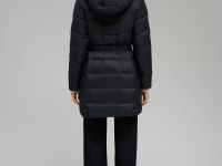 Пуховое полупальто с поясом приталенного силуэта