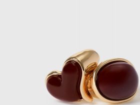 Кольцо с искусственным камнем, 2 шт., Золотой