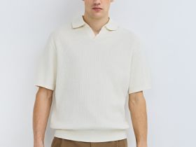 Поло из текстурной ткани, Белый