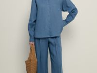 Брюки изо льна широкого силуэта