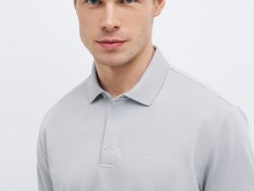 Поло из ткани пике, Серый