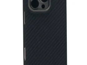 Чехол-накладка Kzdoo Keivlar Case для iPhone 16 Pro карбоновый (черно-серый в полоску)