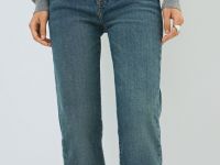 Джинсы клёш с высокой посадкой, Синий