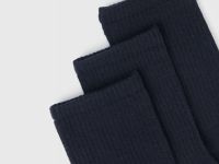 Высокие носки в рубчик, 3 пары, Синий