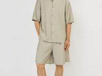 Рубашка с коротким рукавом, Бежевый