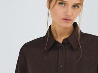 Блузка из жатого сатина, Коричневый