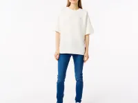 Женский вязаная футболка Lacoste оверсайз с коротким рукавом