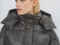 Короткий пуховик с натуральным пухом, Коричневый