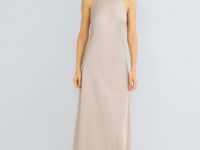Сатиновое платье макси, Бежевый