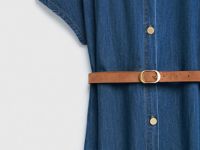 Платье-рубашка из денима с ремнём, Синий