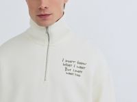 Толстовка с воротником-стойкой на молнии, Белый