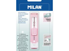 Набор ластик с точилкой для карандашей Milan STICK + серия Edition, розовый