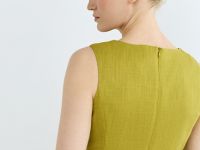 Платье из смесового льна с вырезом каре, Желтый