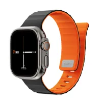Ремешок WiWU Mag Secur для Apple Watch 44/45/46/49mm магнитная застежка/силикон (Wi-WB301) (черный/оранжевый)