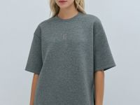 Футболка оверсайз с принтом, Серый