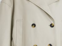 Короткая куртка-тренч из искусственной кожи, Бежевый