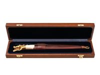 Подарочный нож Олень. Коллекция «Скифы», дамасская сталь с никелем, рукоять моржовый клык, гранат