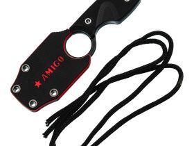 Шейный нож Kizlyar Supreme Amigo X, сталь D2, рукоять G10, черный