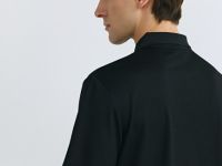 Поло из техноткани с воротником на молнии, Черный