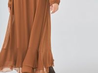 Платье с воланами и завязками, Оранжевый