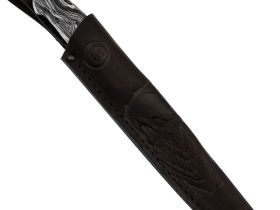 Шкуросъёмный нож Пантера, сталь М398, рукоять мельхиор, микарта