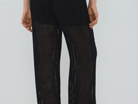 Широкие брюки из структурной ткани, Черный