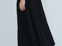 Плиссированная юбка миди A-силуэта, Черный