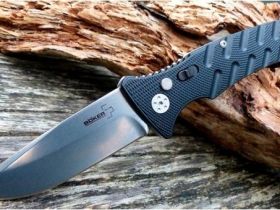 Автоматический нож Boker Plus Strike Spearpoint, сталь AUS-8, рукоять алюминий, черный, тактический выкидной нож