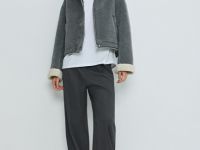 Короткая куртка с меховыми вставками, Серый