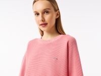 Женский вязаная футболка Lacoste оверсайз с коротким рукавом