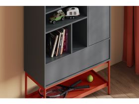 Стеллаж Изи 90x152 Графитовый/Оранжевый