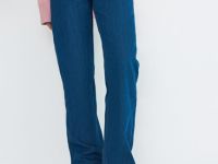 Прямые утеплённые джинсы, Синий