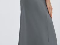 Юбка макси из сатина, Серый