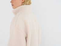 Толстовка из шерпы с воротником на молнии, Бежевый