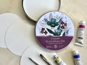 Набор открыток из акварельной бумаги Hahnemuhle, 300 г, D=13 см, 30 л, жестяная коробка