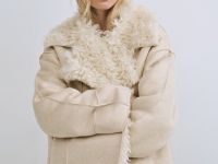 Дублёнка из искусственной замши и меха, Бежевый